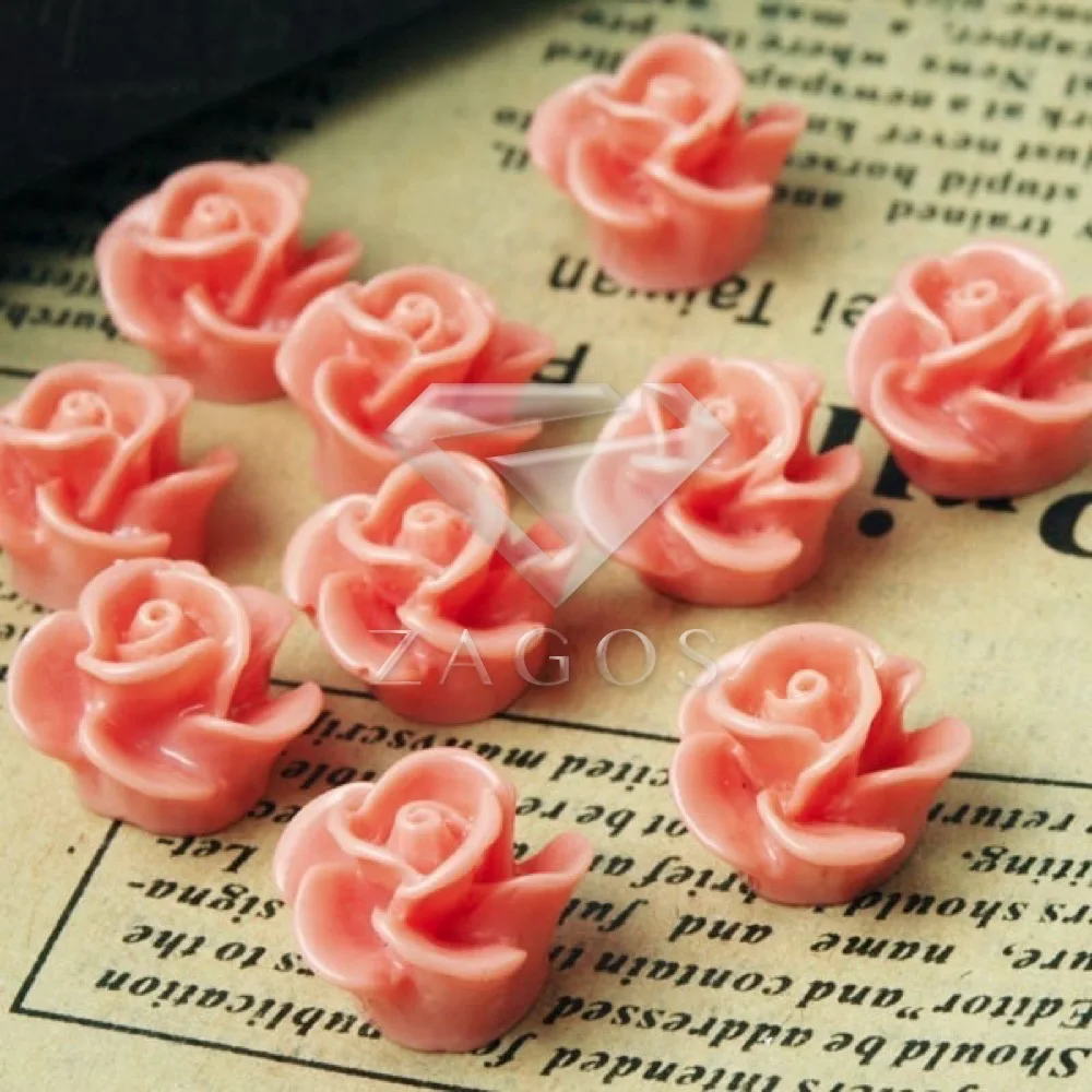 

10Pcs Resin Flowers Flat Back Cabochon 14x13x10mm 5 Color For Jewelry Accessories Flatback Wholesale