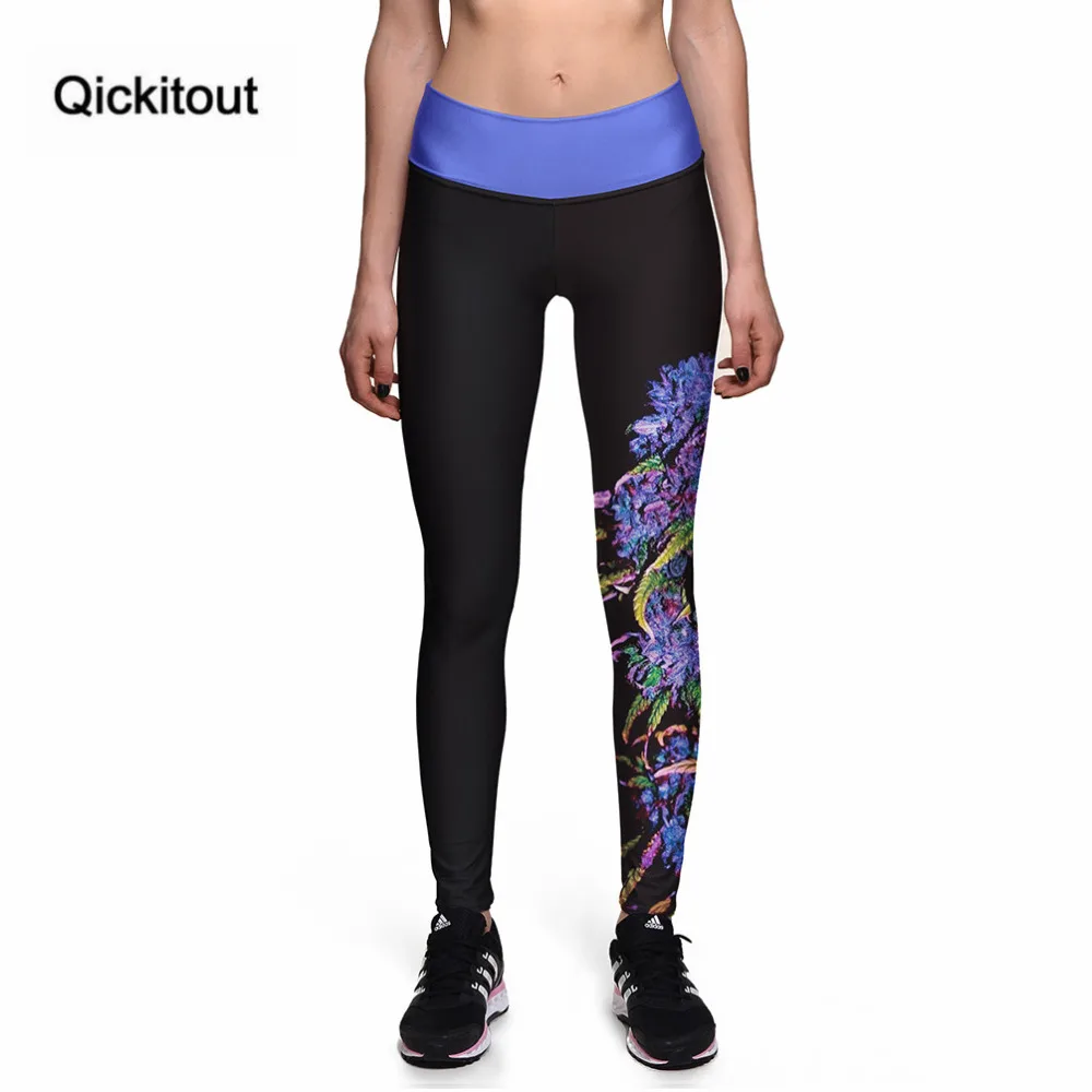 

Qickitout Leggings 2016 New Fashion New Leggings Bright Flowers High Waist leggings Women's Worker Sexy Pencil Pants