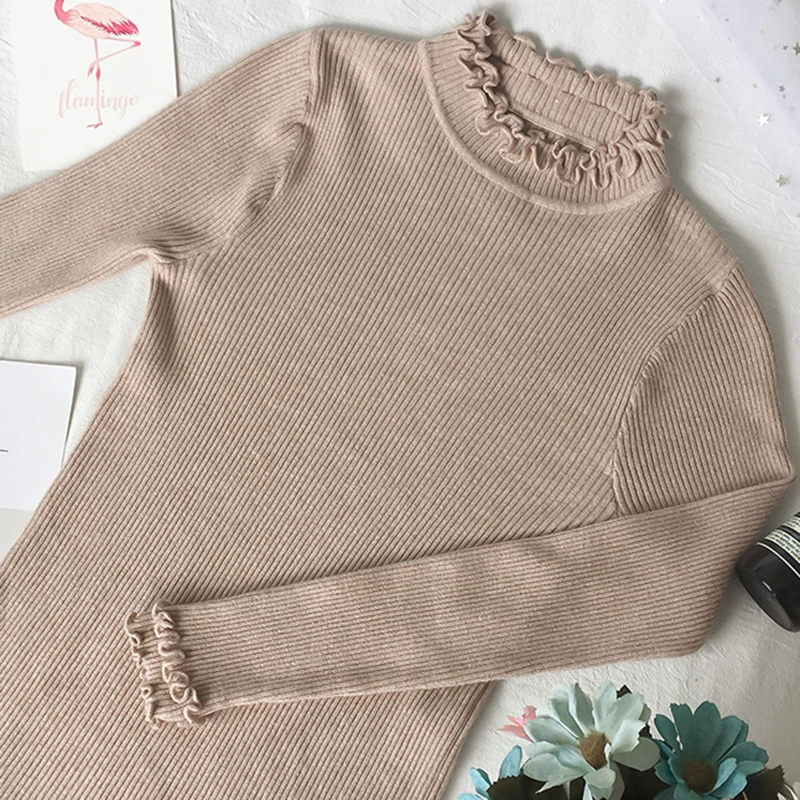 Fashion Half Turtleneck Sweater Female Top 2018 Korean New Elasticity Slim Long Sleeve Knit Pullover Soft Cozy Women's Sweater