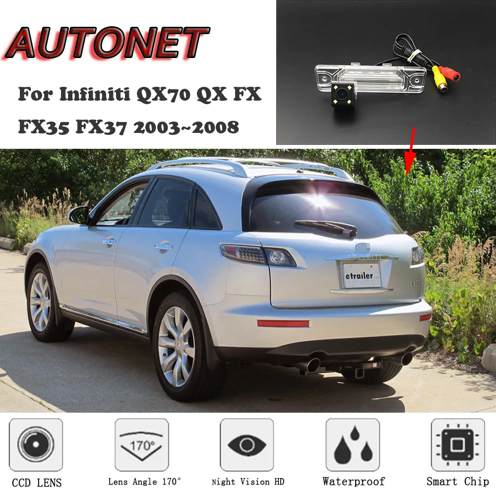 

AUTONET HD Night Vision Backup Rear View camera For Infiniti QX70 QX FX FX35 FX37 2003~2008 CCD/license plate Camera or Bracket