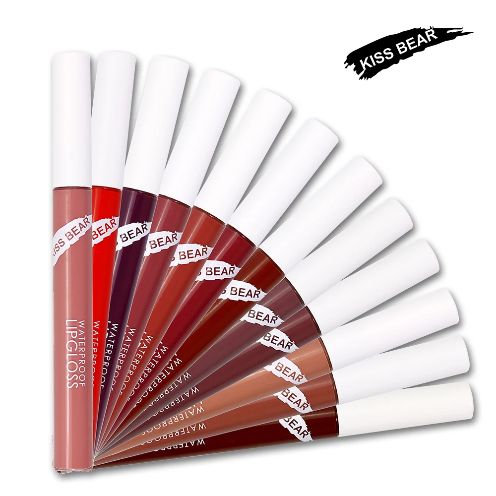 Kiss Bear lip makeup matte lip gloss pigment waterproof long lasting liquid lipstick batom matte nude lip tint kit BD027
