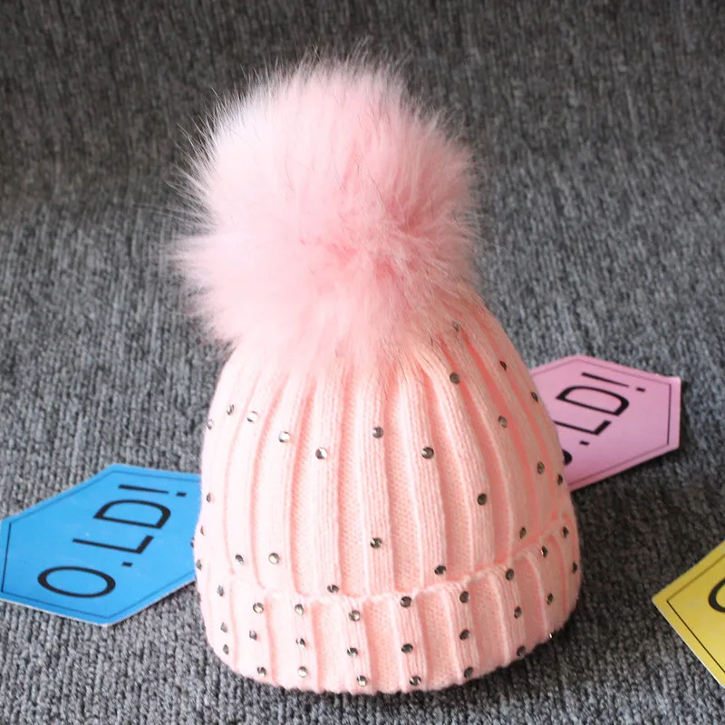 Модная детская шляпа с блестками и ушками, летняя сетчатая детская бейсболка с надписью, бейсболка с мультипликацией, кепка для мальчиков и девочек в стиле хип-хоп - Цвет: pink pompom