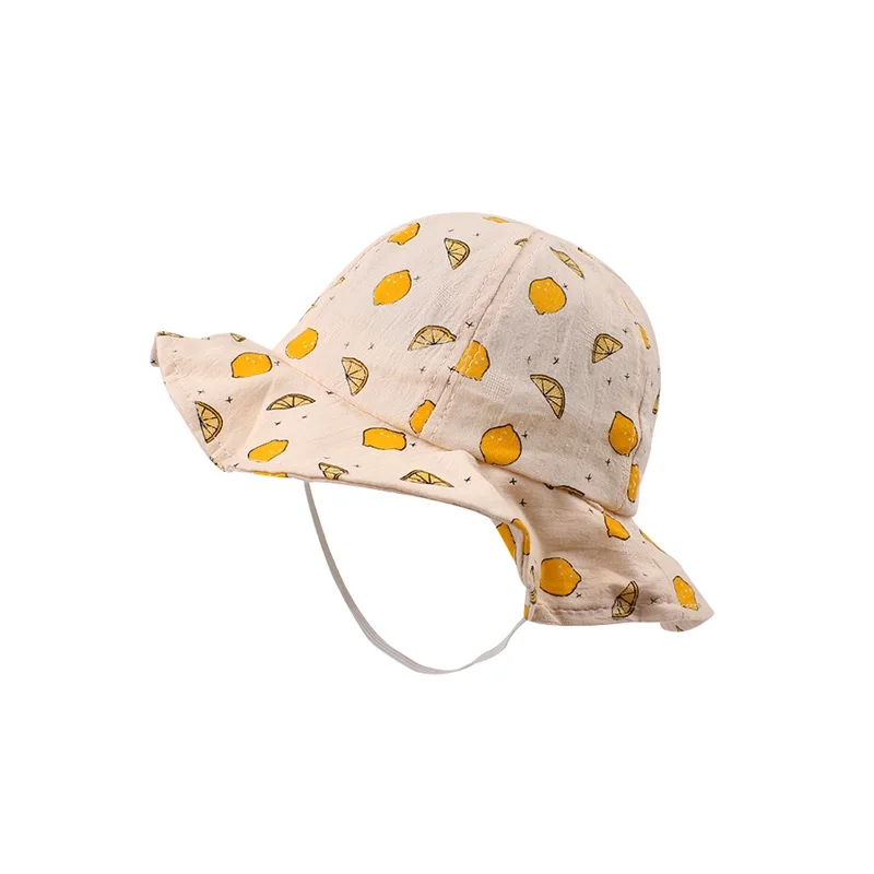 Fashion Cotton Baby Hat Cute Lemon Bucket Hat For Girls Wide Brim Beach Sun Cap Toddler Baby Hat Autumn 1-3Y Baby Girls Clothing (2)