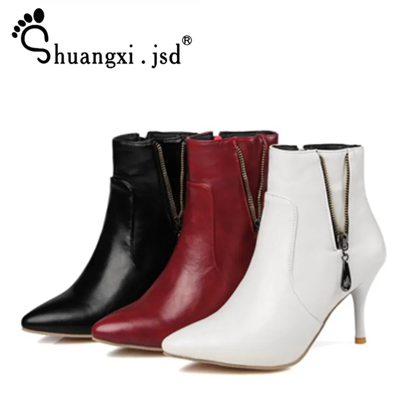 

Shuangxi.jsd Women Boots Sexy Red Large Size High heels Boot Plus Size High Quality Shoes Woman Botines Mujer 2019 Botines