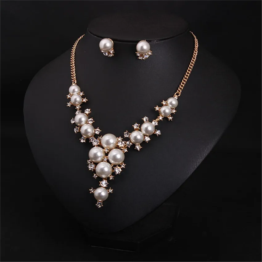 

Sales Olaru Brand Fashion Zinc Alloy Pearl Jewelry Set Necklace With Earrings For Woman Wedding Statement Gift Wholesale