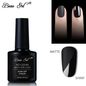 

Beau Gel 10ml Soak Off No Clean Matte Top Coat Gel Varnish Long Lasting Shinny No Wipe Top Coat For Gel Nail Polish Nail Art