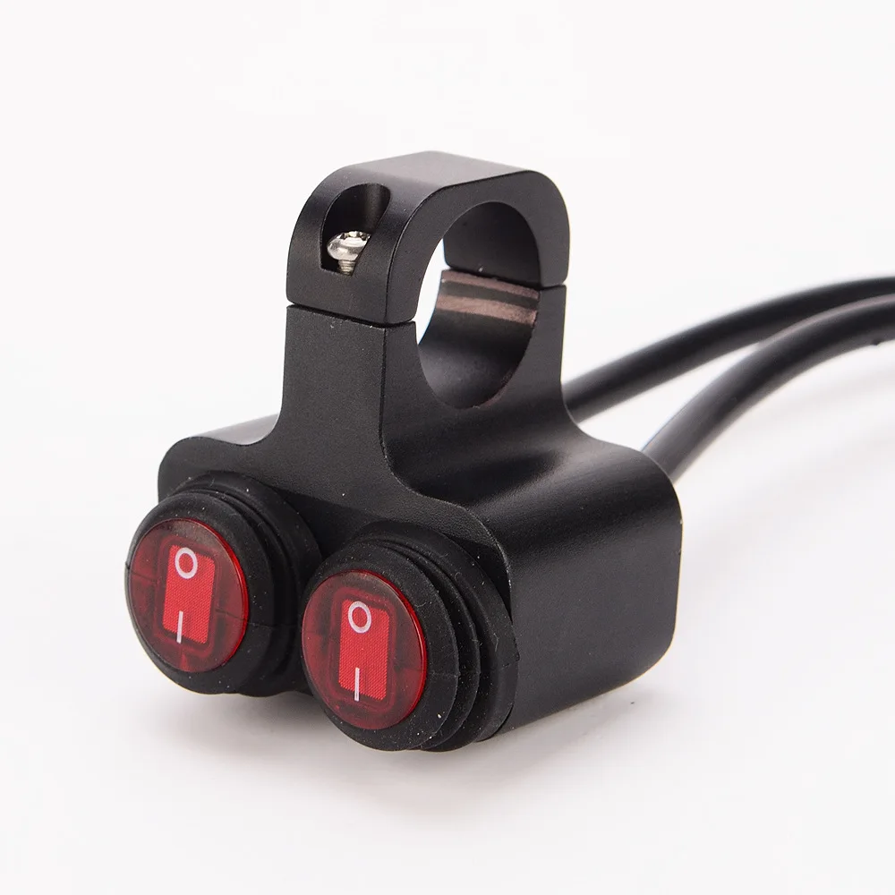 Prix pour 12 v 16A Moto CNC En Alliage D'aluminium Commutateur 22mm avec Rouge Lumière 2 Voies Guidon Interrupteur des Phares Moto Étanche commutateurs Prix pour 12 v 16A Moto CNC En Alliage D'aluminium Commutateur 22mm avec Rouge Lumière 2 Voies Guidon Interrupteur des Phares Moto Étanche commutateurs