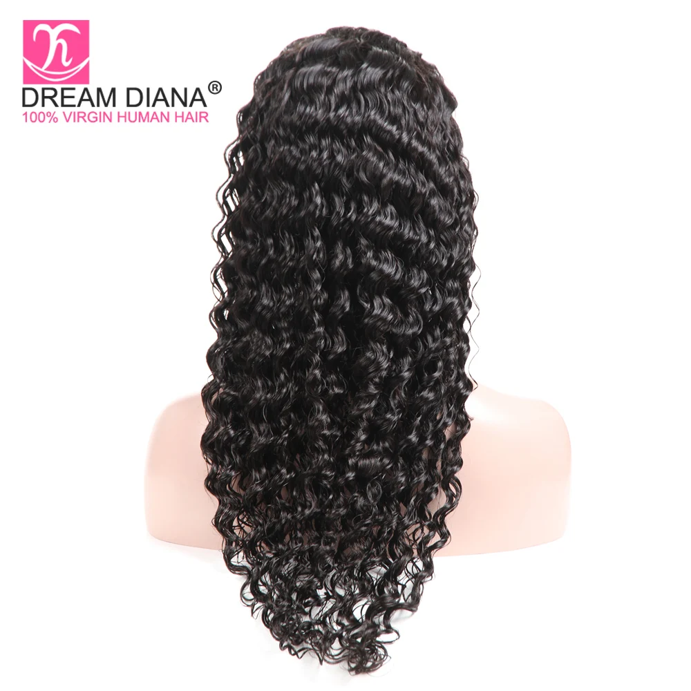 DreamDiana бразильские полные парики шнурка для черных женщин швейцарское кружево Remy искусственный парик глубокая волна полный парик из