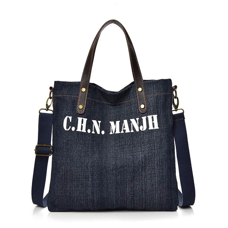 

Korea Style Women's Denim Summer Handbag Tote Bag Female Big Capacity Simple Shoulder Bag Women's Shopping Bag bolso de mujer