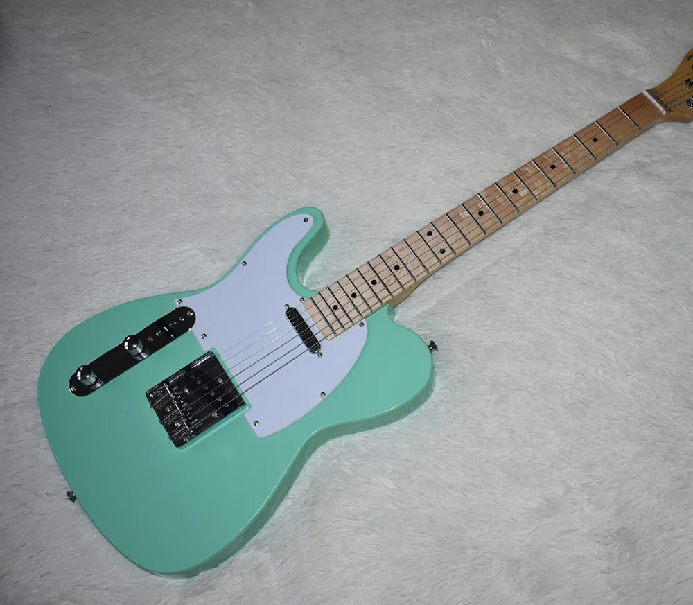 

Factory High Quality Green Electric Guitar with Left Handed, Chrome Hardware and Tools, White Pickguard, Can be Customized