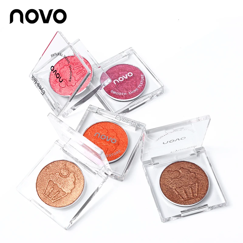 

NOVO Shimmer Glitter Single Eyeshadow Palette Mouse Cream Smooth Powder Makeup High Pigment Sunset Eyes Finish Beauty Cosmetics