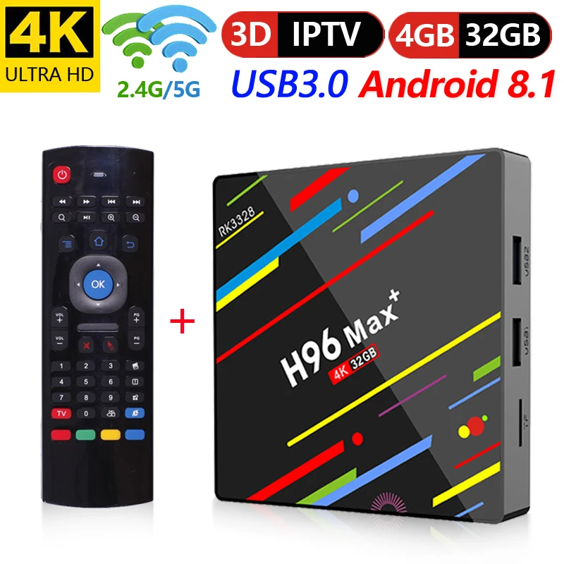 

Set Top Box Android 8.1 TV Box H96 Max Plus Quad core 4K HDR RAM 4GB ROM 32GB Android 8.1 Dual WiFi 5G TV Box