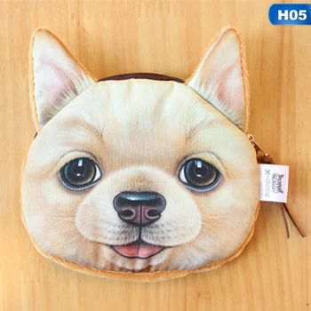 

3D Girl Wallet Bag Ladies Face Zipper Mini Cat Coin Purses Dog Children's Purse Plush Coins Pouch Free Shipping