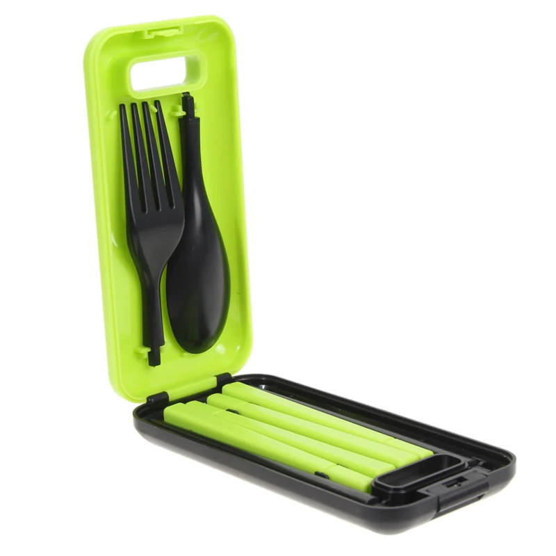 Material ABS ecológico 3 en 1 Picnic vajilla portátil palillos cuchara tenedor caja de almacenamiento kit de viaje de acampar al aire libre
