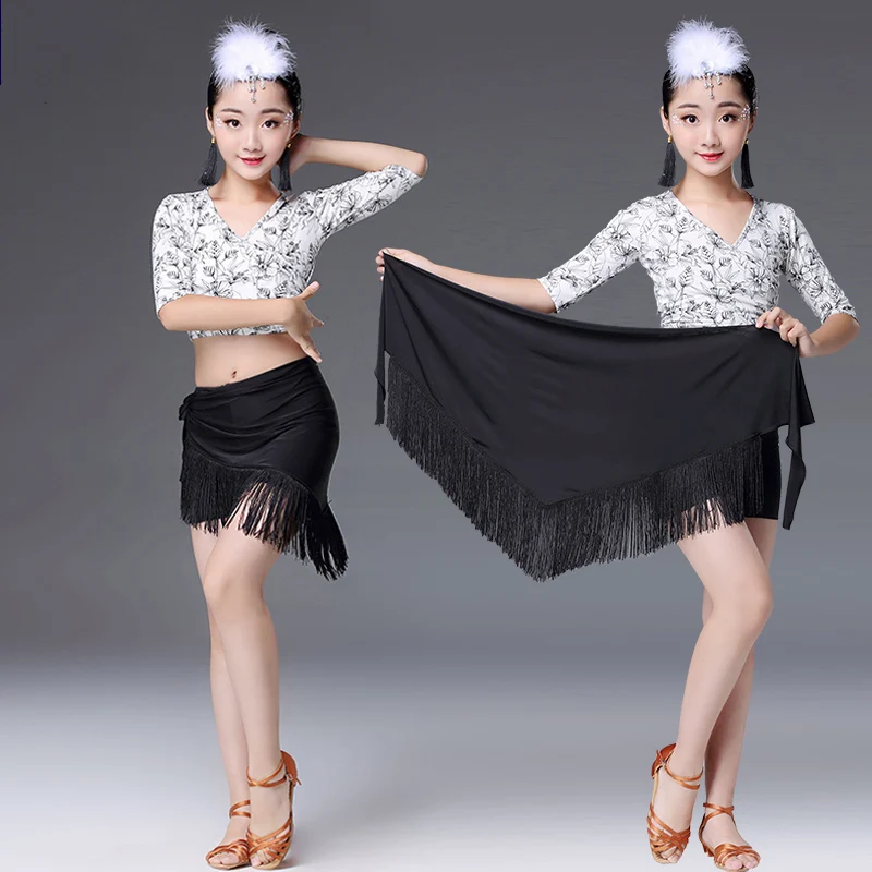 Children Girls Latin Dance Dress 2 Pieces Set Salsa Dancing Performance Costume Girls Ballroom Samba Salsa Dance Clothes DWY1532