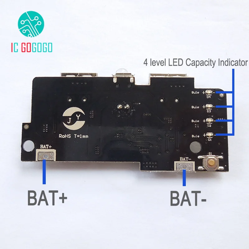 5V 1A 2A power Bank зарядное устройство Модуль повышающий рост питание печатная плата для зарядного устройства печатная плата DIY двойной USB выход светодиодный power bank