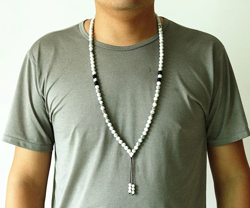 Inelastic 8mm 99pcs Round Howlite Stone Beads Buddhist Prayer Rosary Mala Necklace for woemn men jewelry - Image 5