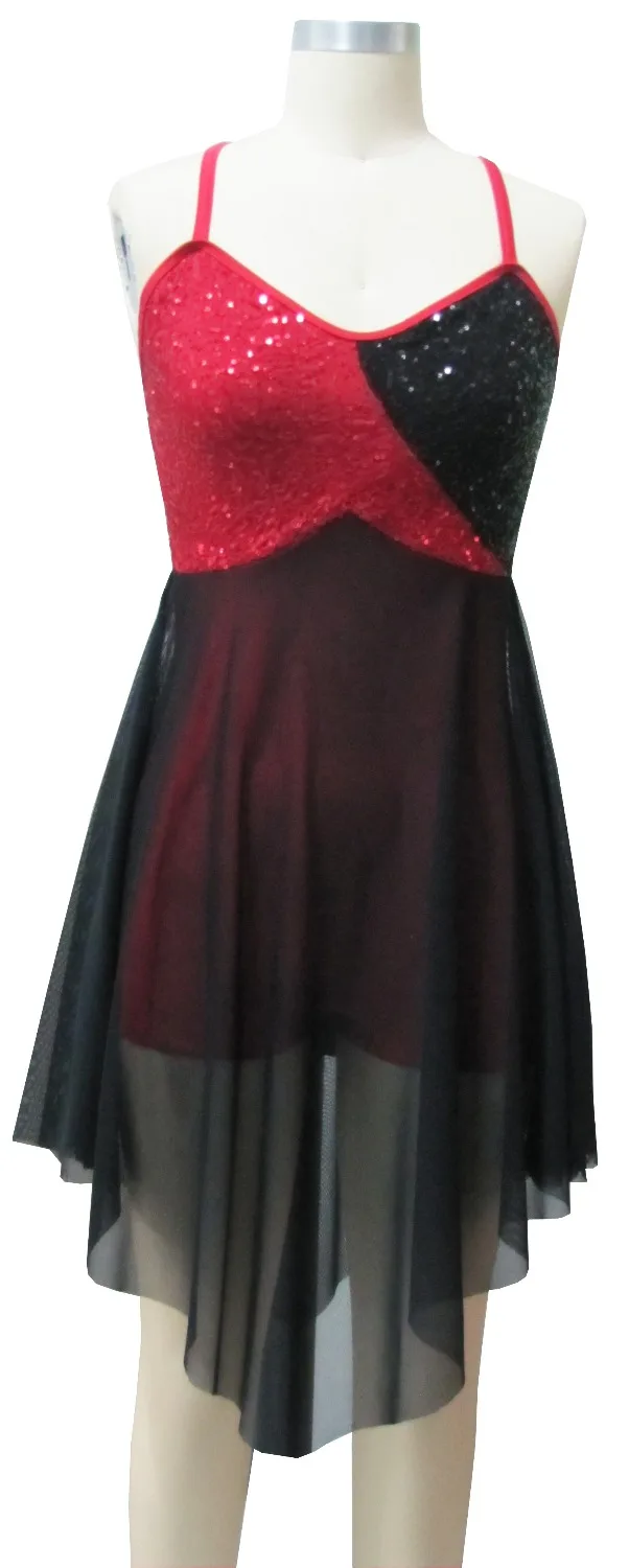 Women lady lyrical dance dress, dance skirt, contemporary dress, black