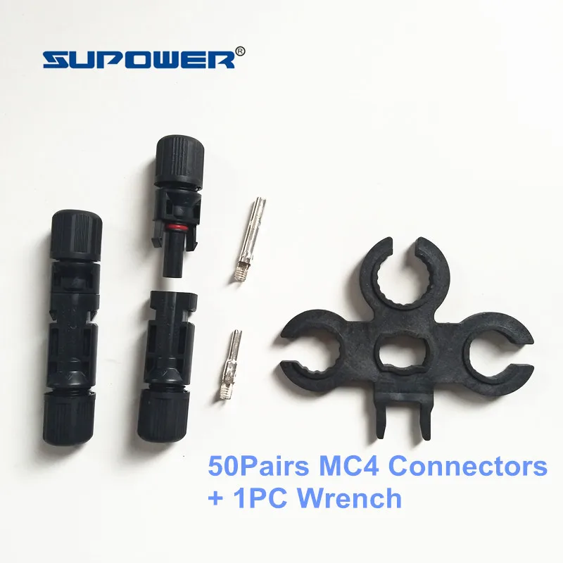 

50Pairs/Lot MC4 Solar Connectors Male Female 30A 1000V used for PV Cable 2.5/4/6mm2 + 1PC Wrench