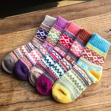 Зимние теплые шерстяные носки в стиле ретро, особый этнический стиль, высокие плотные теплые мягкие женские носки из кроличьей шерсти разных цветов
