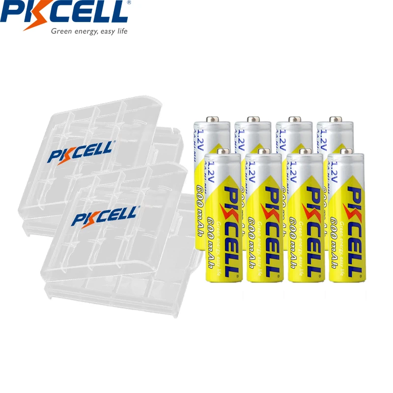 

8pcs PKCELL aa nimh batteries NI-MH Rechargeable battery 1.2V AA batteries 2A 600MAH and 2pcs AA/AAA battery holder box