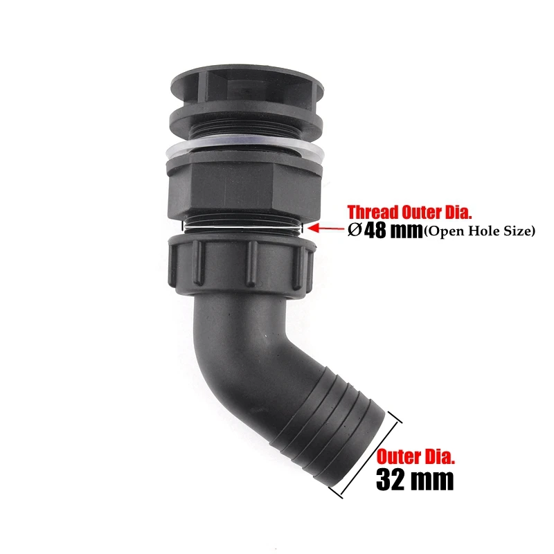 Bucket Bottom Outlet Pipe Connectors 20mm~38mm Aquarium Elbow Bulkhead Connector Drain Agricultural Sprayer Agitator Joints