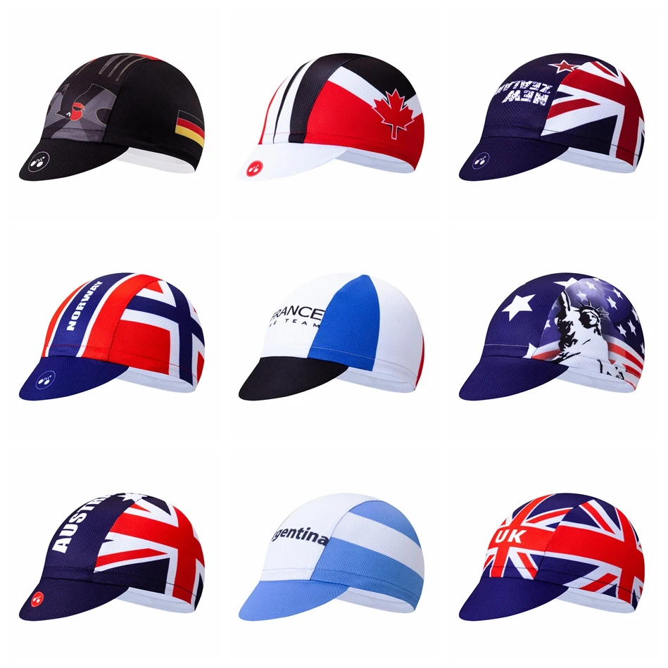 

France UK USA Norway Team Cycling Cap Men Sports Bicycle Cap Summer UV Protection MTB Bike Helmet Hat One Size Cycling Headband