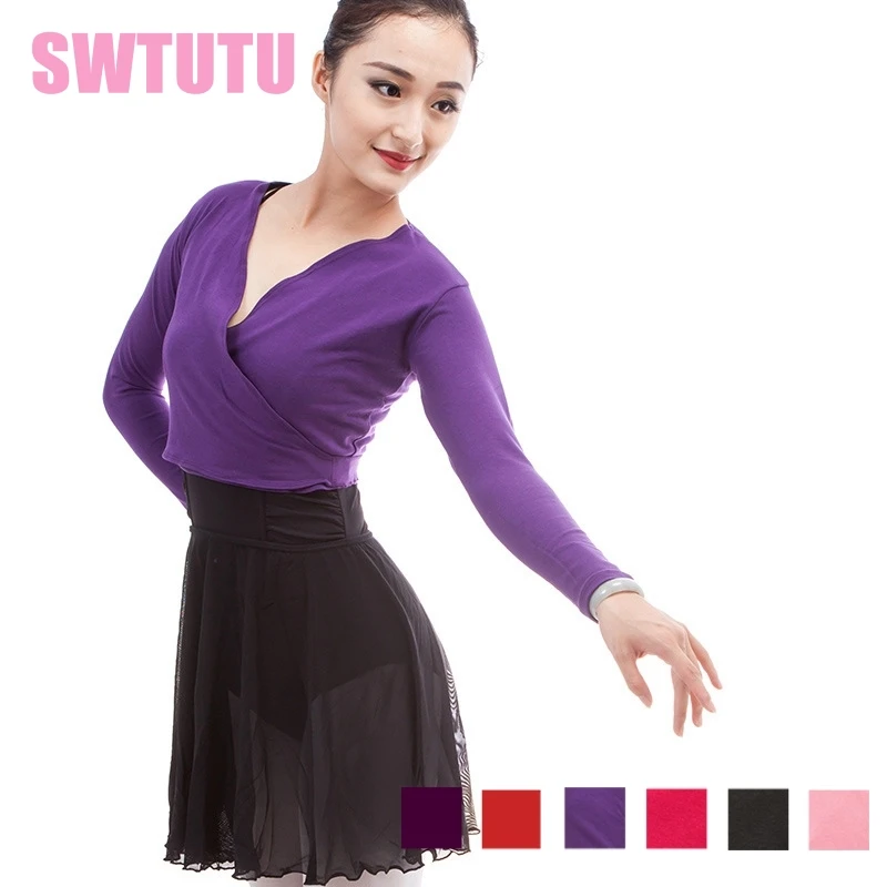purple ladies practing dance gymnastic costumes warm up women training ballet dance wrap tops CS0008