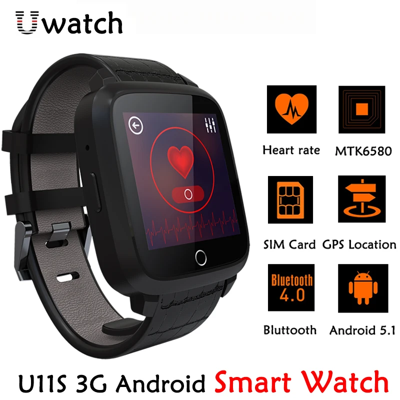 

New U11S Smart Watch 3G WCDMA SIM Heart Rate Monitor Android Smartwatch WIFI GPS Wearable Devices Men Women For Phone Wristwatch