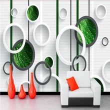 Cheap 3d stereo circle green leaf raindrops sofa TV bedroom backdrop custom photo wallpaper large fresco wallpaper wall stickers Cheap 3d stereo circle green leaf raindrops sofa TV bedroom backdrop custom photo wallpaper large fresco wallpaper wall stickers