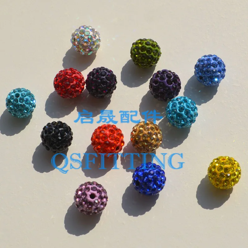 

10PCS DIY Fashion Jewelry Accessory Rhinestone Beads 12MM Shamballa Crystal Round Balls Mix Color Bracelet Making Departments