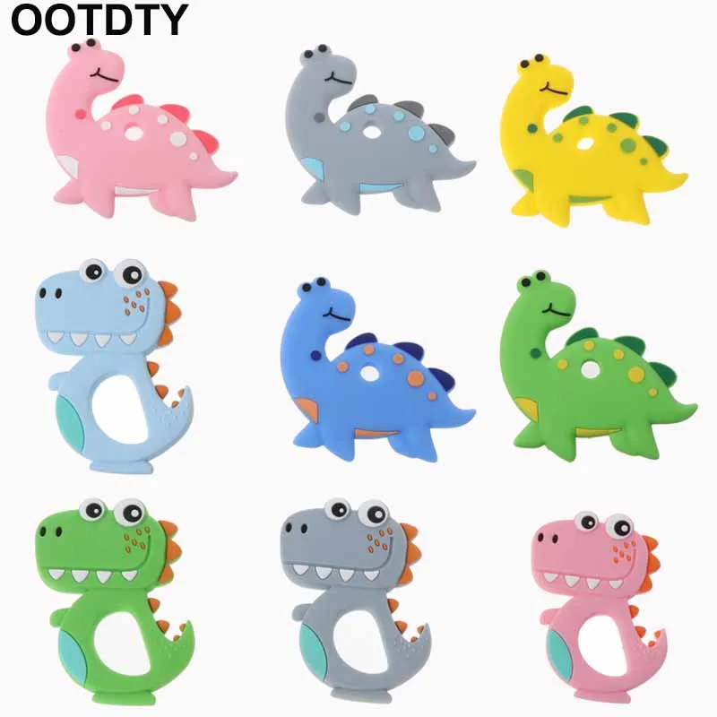 

Baby Teething Toys Cartoon Dinosaur Silicone Teether Pendant Necklace Accessories Infant Chew Toys DIY