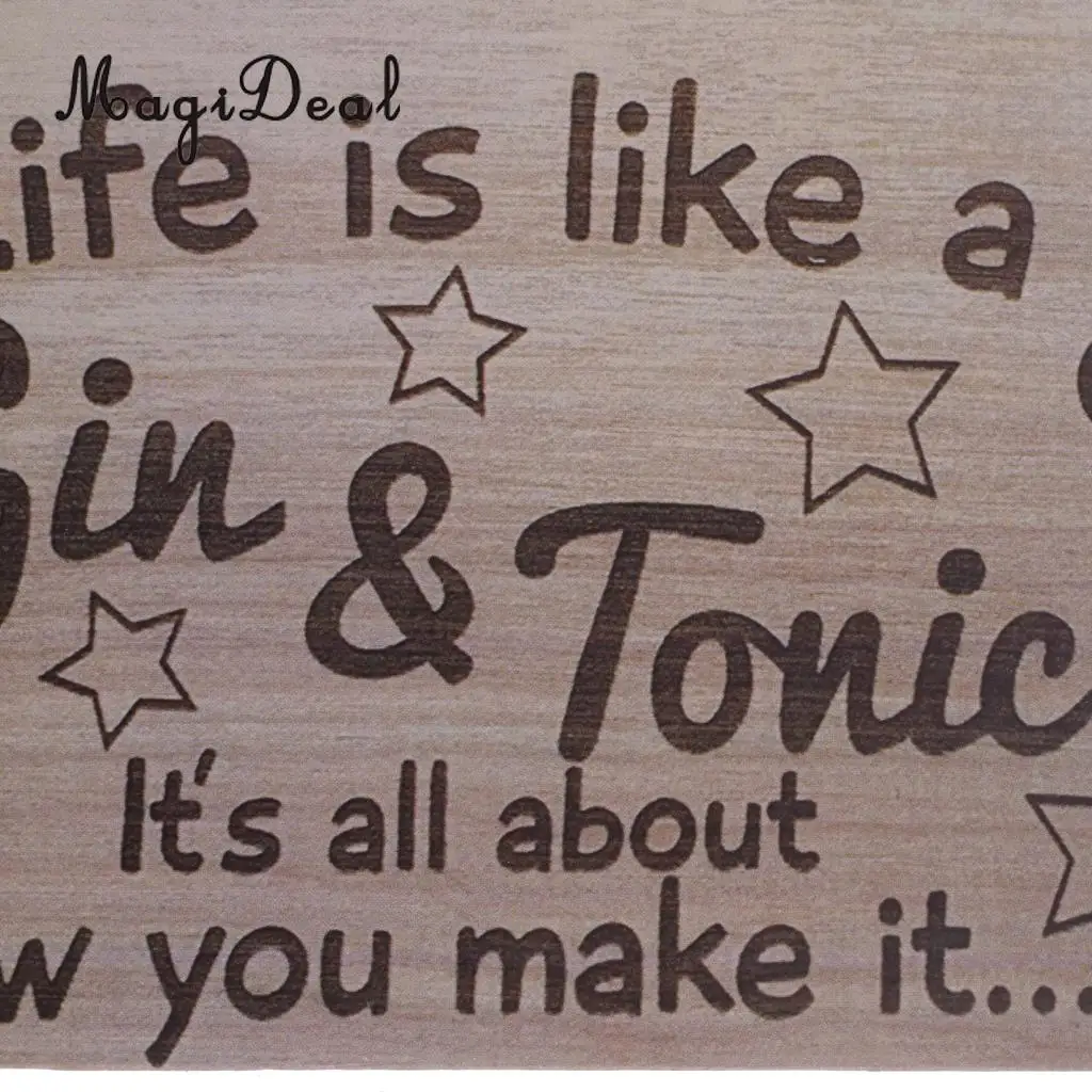 MagiDeal Life Is Like A Gin & Tonic Wooden Sign Home Bar Cocktail Party Wall Decoration Vintage design hanging plaque board