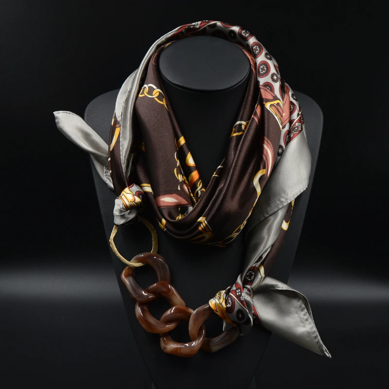 Buy Silk Scarf Acrylic Pendant Multilayer Scarves