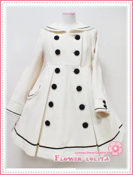 Лидер продаж Милая шерстяная с капюшоном Сейлор Лолита пальто Зимние пальто для девочек брендовые длинные зимние пальто - Цвет: Белый