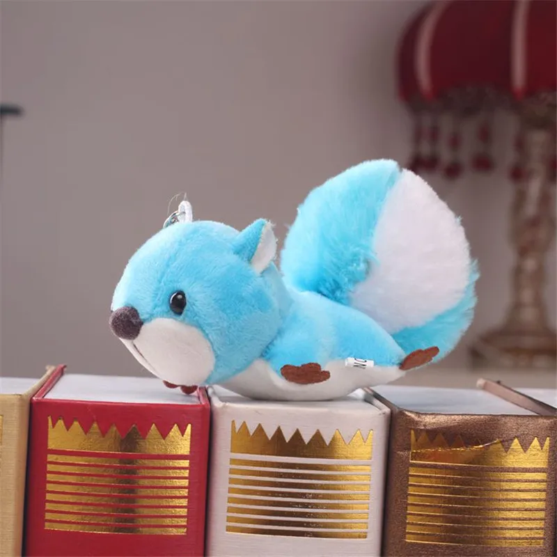 

Cute Squirrel Plush Dolls Key Chain Ring Woman Bag Charms Keychain Faux Rex Rabbit Fur Pompom Toy Car Keyring Party Trinket Gift