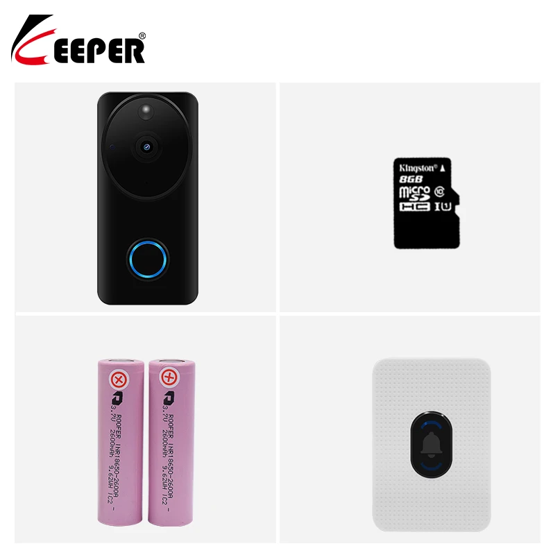 Хранитель Tosee 1080P WiFi дверной звонок беспроводная камера безопасности двухсторонний аудио с ночным видением видеодомофон дверной телефон - Цвет: L9-8G-Battery-N