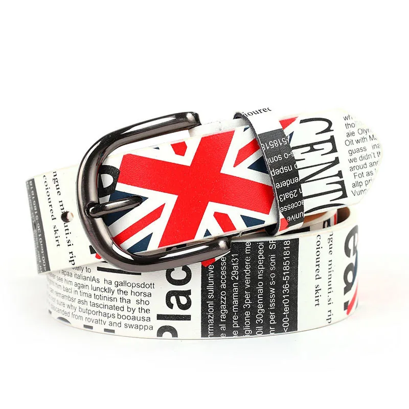 

Men Women Pin Buckle Belst Britain USA Brazil Flag Print PU Leather Belts Male Female Hip Hop Stlye Strap Belts cintos ceinture