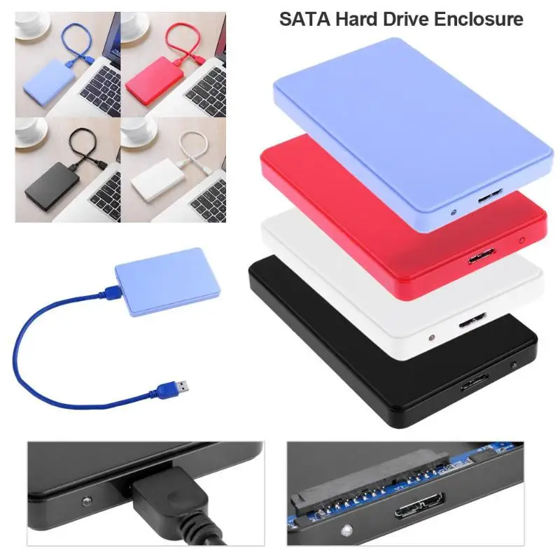 

Hot Sale 2.5in USB3.0 SATA Box 3TB HDD Hard Drive SSD External Enclosure Case for PC Black White Red Blue 4 Colors