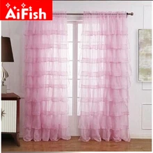 European Sweet Lotus Leaf White Green Yellow and Pink Curtains For Princess Room Tulle Panels Curtains For Living Room DY027-20