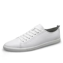 ONLYMONKEY/Новинка года; дышащие кожаные кроссовки для прогулок; мягкая мужская прогулочная Обувь На Шнуровке; нескользящая Белая обувь для мужчин