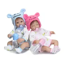 Npkcollection 40 см силикона Reborn Baby Doll игрушки Реалистичные Прекрасный новорожденных Спящая девочка мальчик куклы Fashion подарки на день рождения