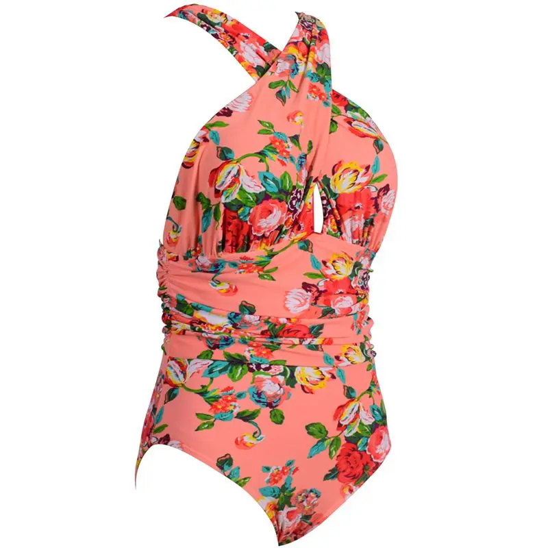 Orange flower Сексуальный купальник, женская одежда для плавания, Цельный боди, пуш-ап, монокини, Холтер, крест, купальники, костюм для плавания, одежда для женщин, пляжная одежда - Цвет: Orange flower