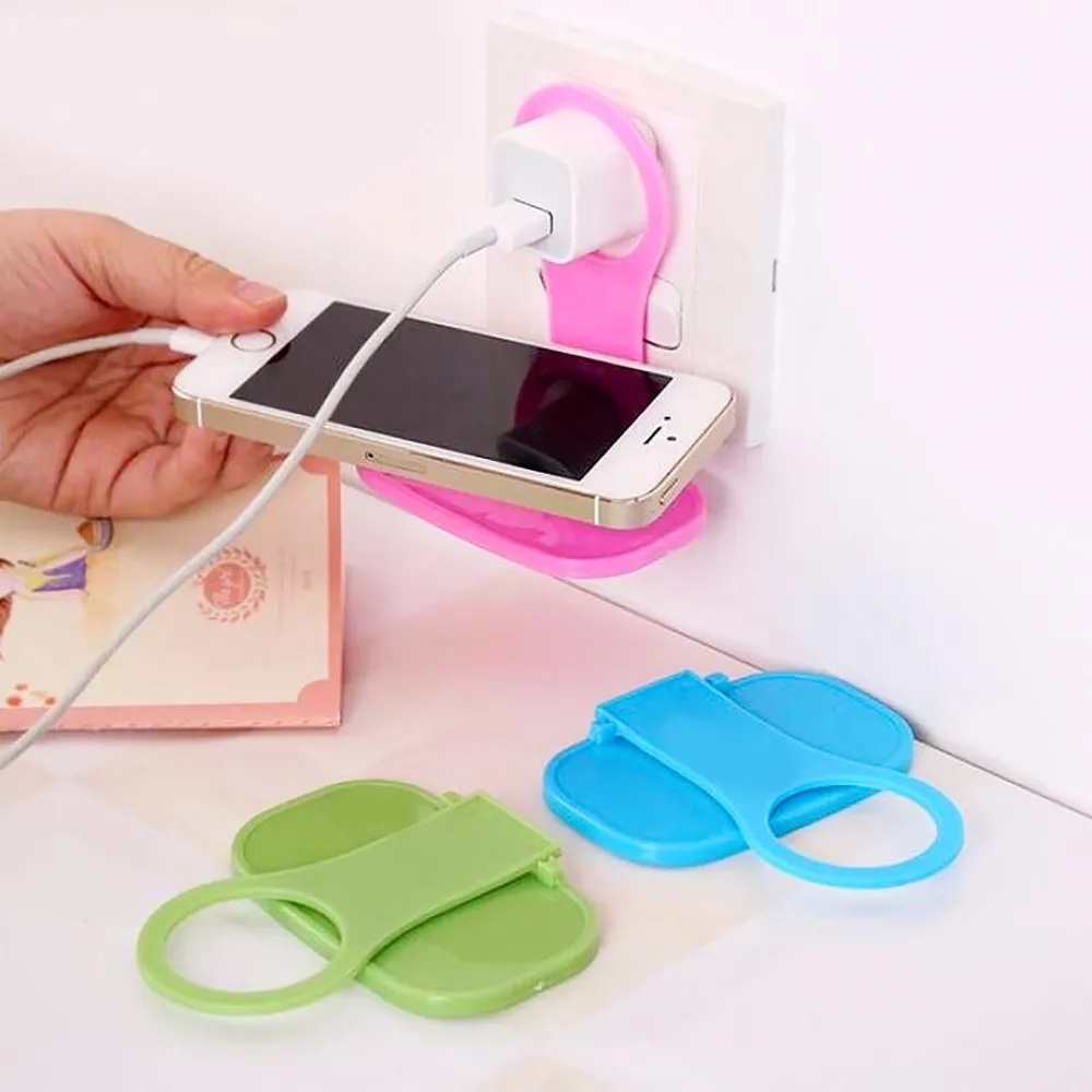 

2Pcs Foldable Cell Phone Wall Charger Hanger Cradle Universal home decoration accessories Convenient practical drop shopping