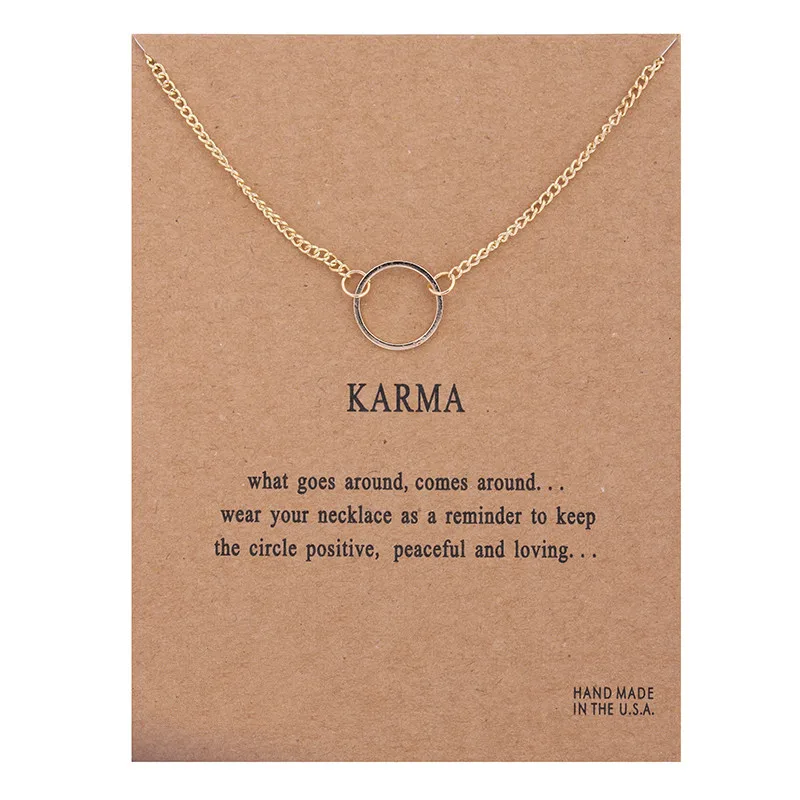 karma Double chain Circle necklace gold-color Pendant necklaces Fashion Clavicle Chains Statement Necklace Women Jewelry