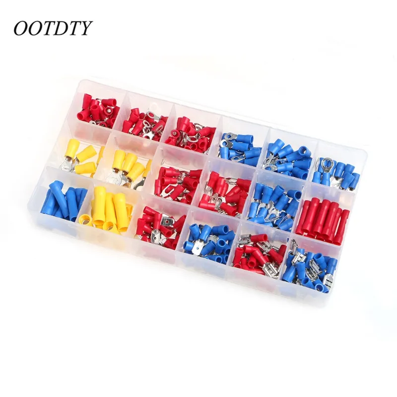 

OOTDTY 300pcs Electrical Wire Crimp Terminals Kit Insulated Terminator Spade Butt Connectors Red Yellow Assorted terminales Set