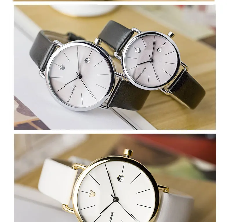 Disney бренд новые детские часы мужские часы модные крутые простые наручные часы для мальчиков и девочек любителей Микки Маус подарок кожаные часы