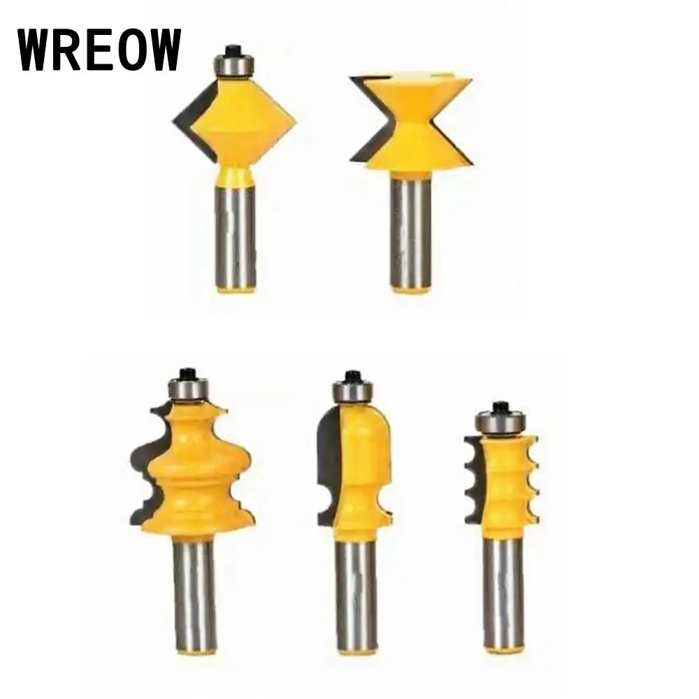 

5pc 1/2Inch Shank Carbide Alloy Print Closet Door Top RouterBit Cutter Tool woodworking tools