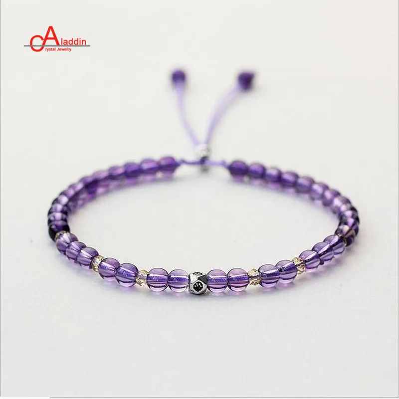 

Aladdin 2019 New Nature Crystal Stone Amethyst Bead Stretch Bracelets Stacked Seed Bead Bracelets Message Tiny Bracelets Gift