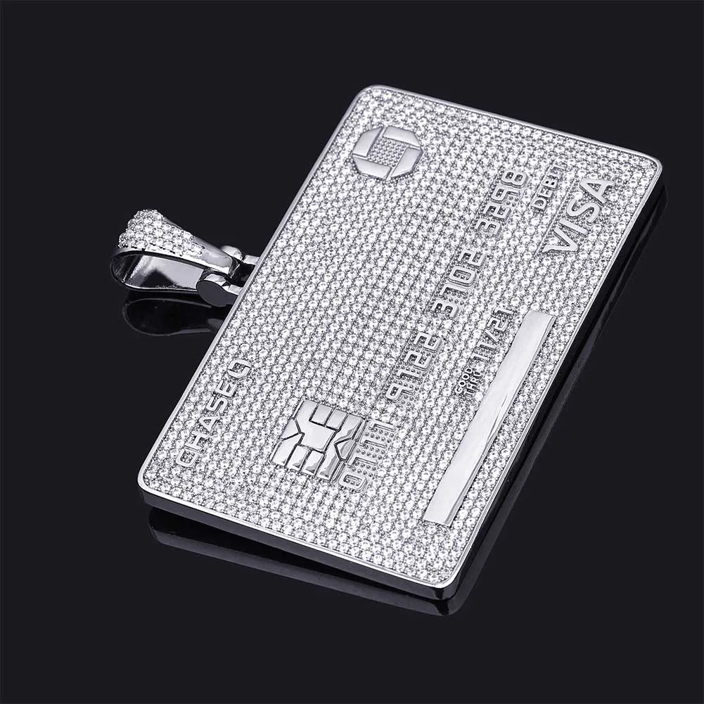 GUCY New Custom Name Credit Card Pendant Necklace With Tennis Chain Gold Silver Color Cubic Zircon Men's Hip hop Jewelry Gifts